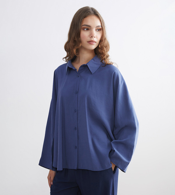 Solid Long Sleeves Oversized Shirt Tunic