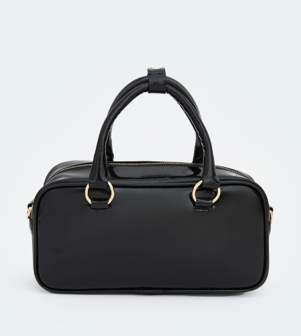 Glossy Zippered Satchel Bag