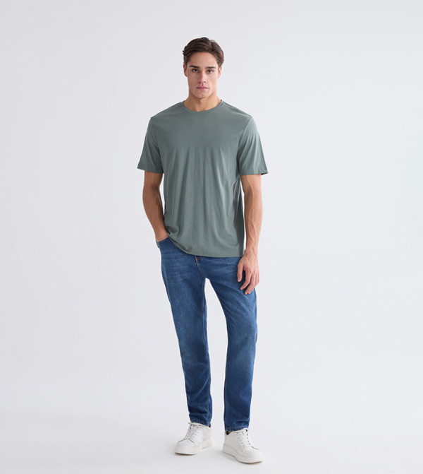 تيشيرت رجالي كاجوال سادة كم قصير 