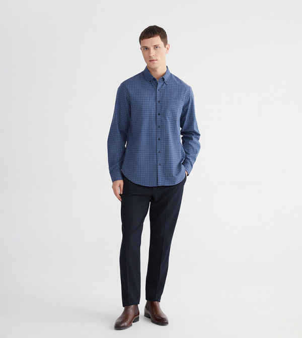 Plaid Long Sleeves Gabardine Shirt