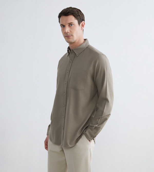 Long Sleeves Regular Fit Gabardine Shirt