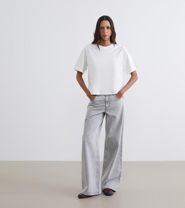 Washed High Waist Baggy Fit Jeans