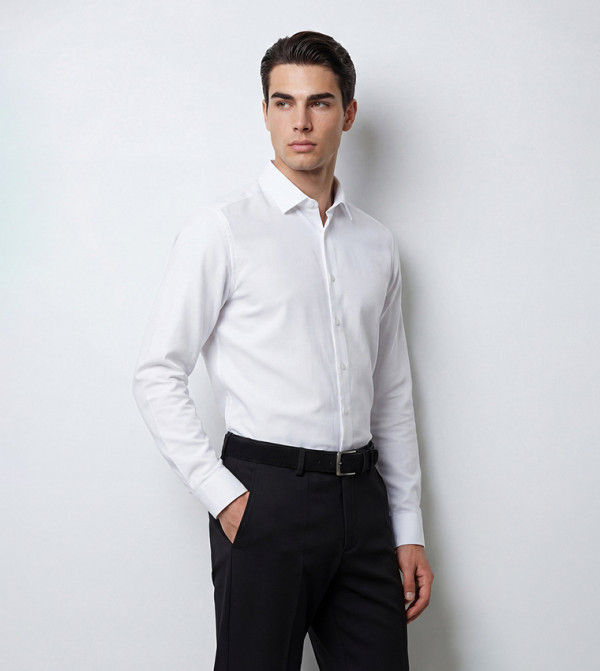 Long Sleeves Slim Fit Dobby Shirt