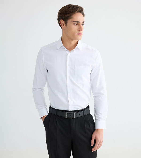 Textured Regular Fit Long Sleeves Dobby Shirt