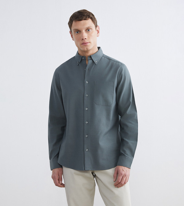 Long Sleeves Regular Fit Gabardine Shirt