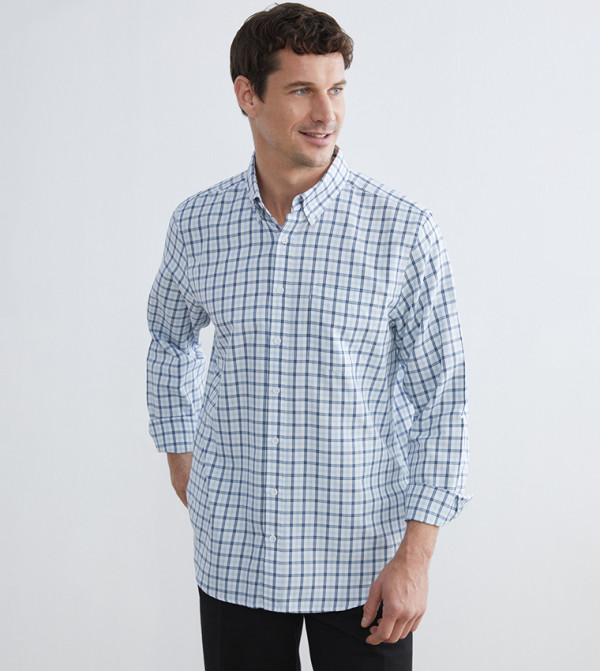 Plaid Long Sleeves Gabardine Shirt