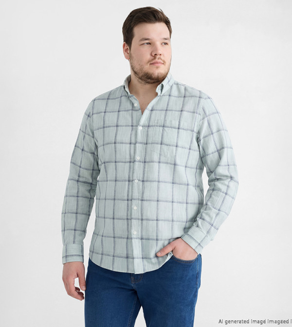 Plaid Long Sleeves Regular Fit Poplin Shirt