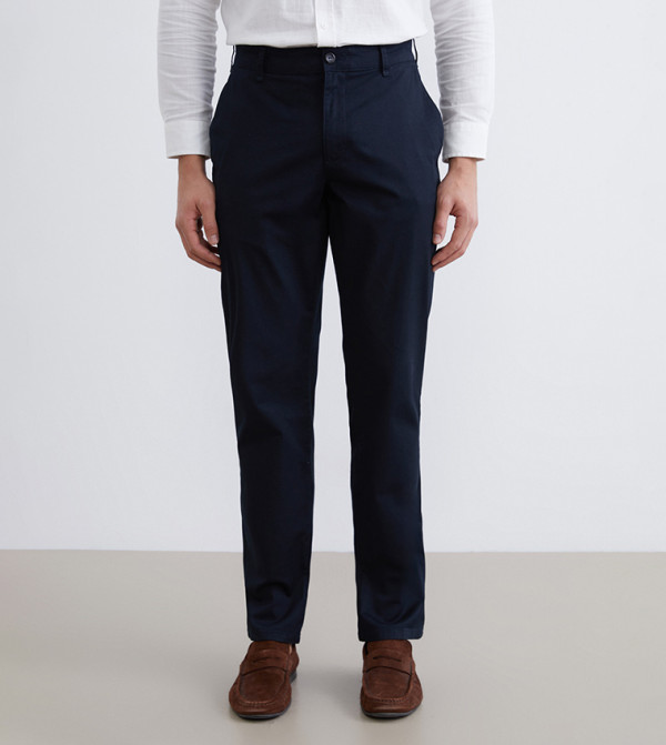 Solid Straight Fit Gabardine Chinos