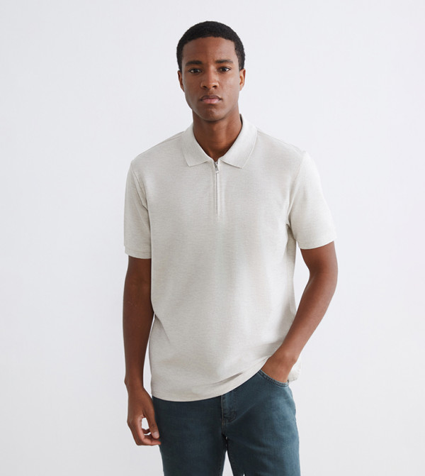 Textured Short Sleeves Polo T-Shirt