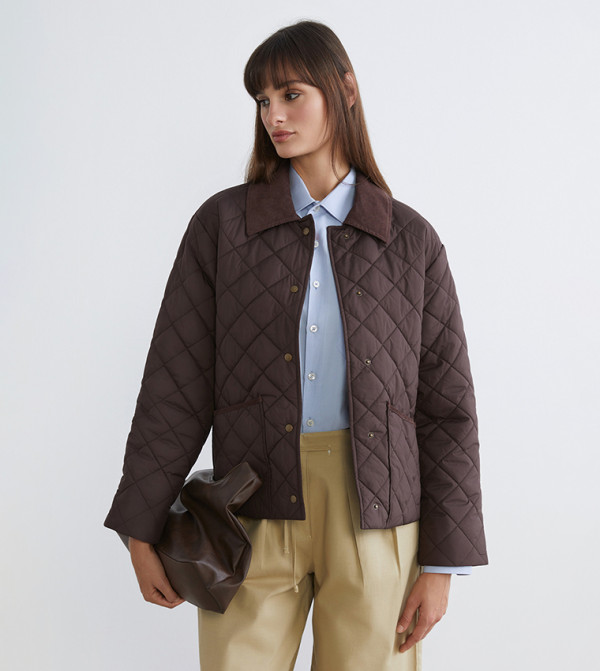 Velvet Collar Quilted Jacket