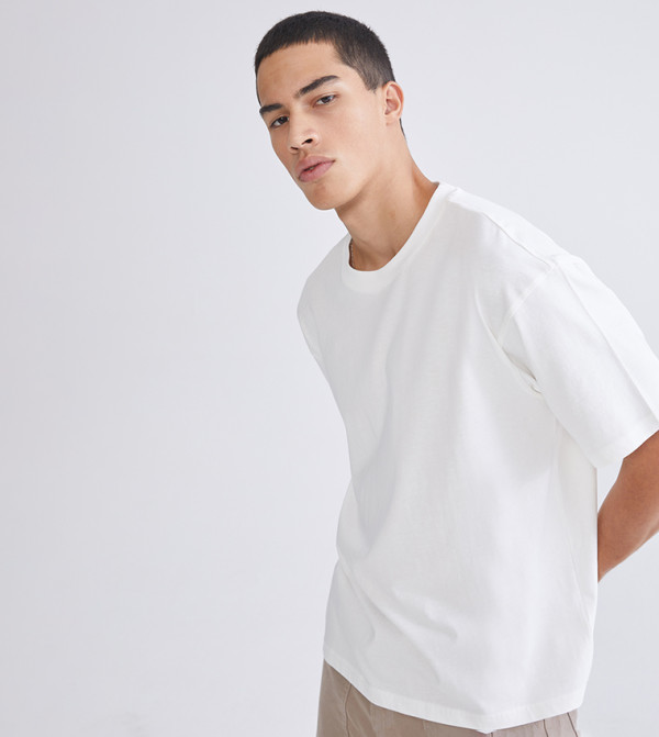 تيشيرت رجالي سادة اوفرسايز كم قصير 