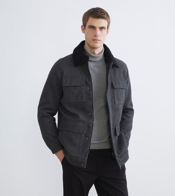 SOUTHBLUE Patterned Contrast Collar Jacket