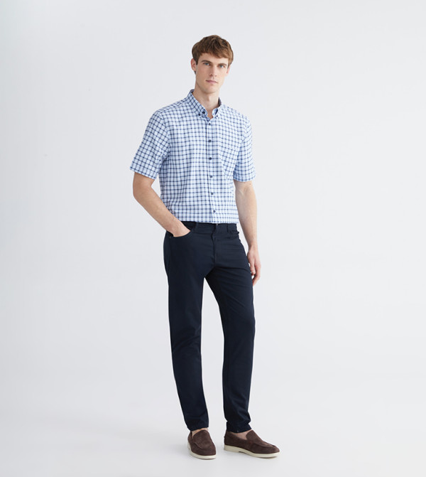 Solid Gabardine Slim Fit Chino Trousers