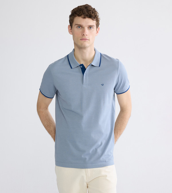 Contrast Trim Short Sleeves Polo T-Shirt