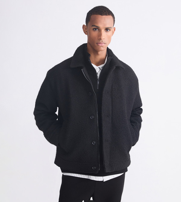 Solid Long Sleeves Wool Jacket
