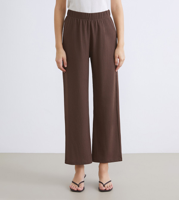 Textured Elastic Waist Trousers