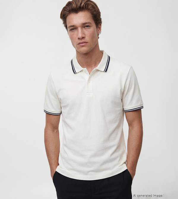 Contrast Tipping Short Sleeves Polo T-Shirt