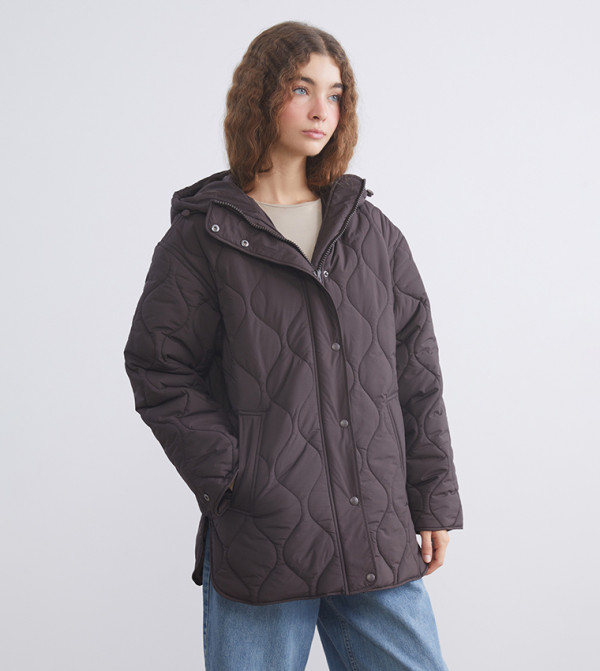 Quilted Long Sleeves Hooded Jacket