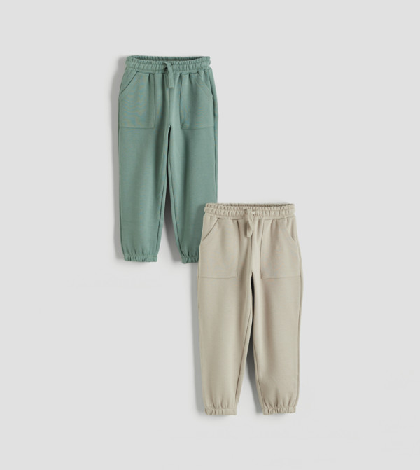 Pack of 2 Solid Elastic Waist Joggers
