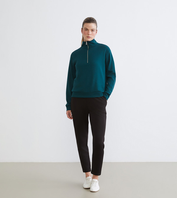 Solid Elastic Waist Pants