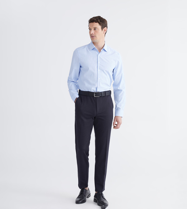 Solid Slim Fit Formal Trousers