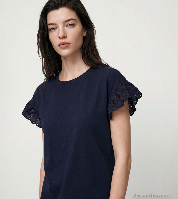 Schiffli Short Sleeves Top