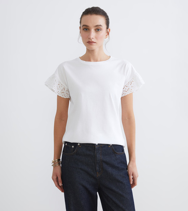 Lace Detail Crew Neck Top