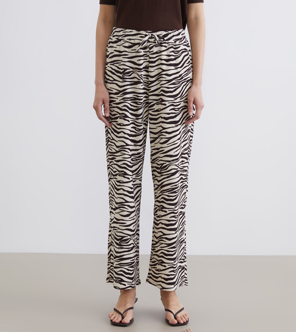 Zebra Print Wide Leg Trousers
