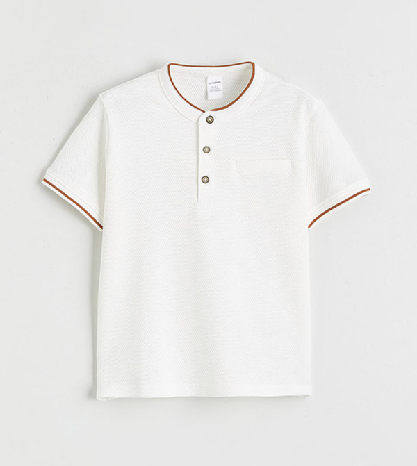 Contrast Tipping Henley Neck Short Sleeves T-Shirt