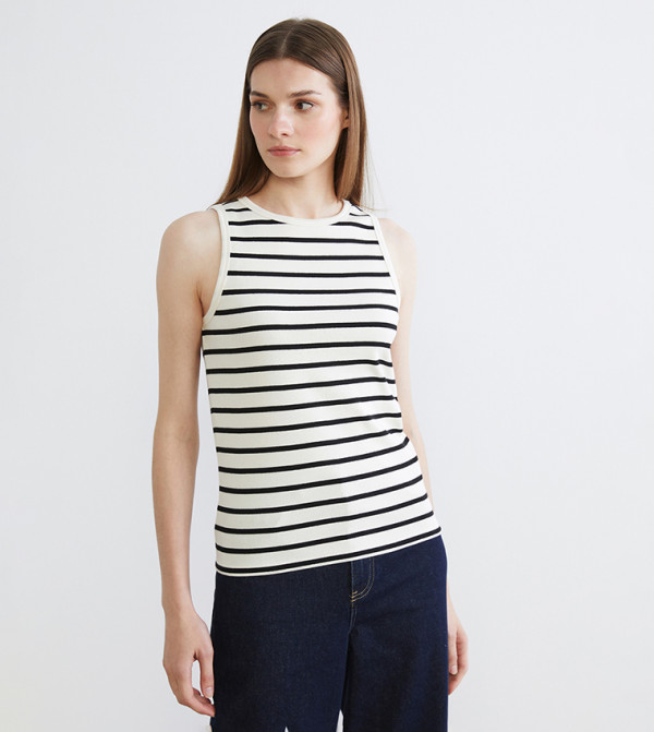 Striped Crew Neck Tank Top