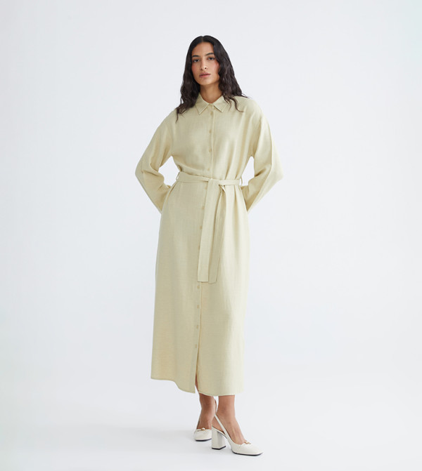 فستان قميص بكم طويل