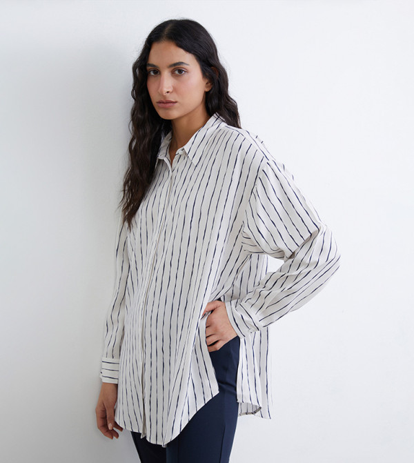 Striped Long Sleeves Shirt Tunic