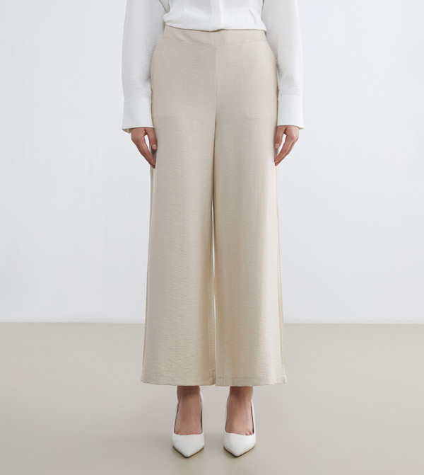 Elastic Waist Wide Leg Trousers