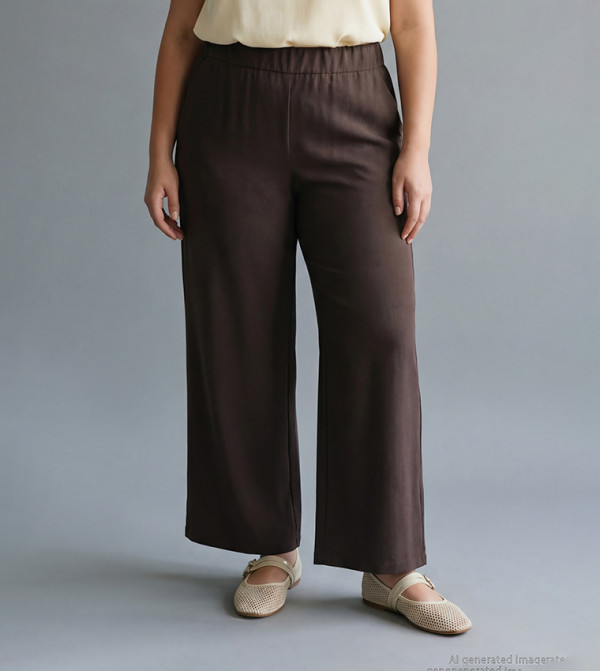Elastic Waist Wide Leg Trousers
