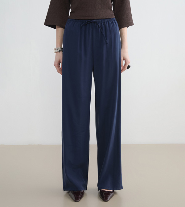 Drawstring Waist Wide Leg Casual Pants