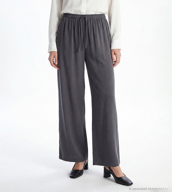 Drawstring Waist Wide Leg Casual Pants