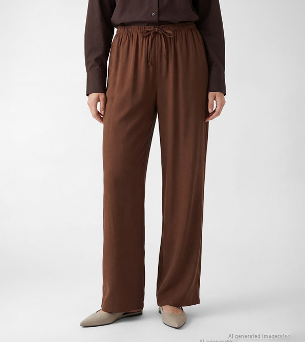 Drawstring Waist Wide Leg Casual Pants