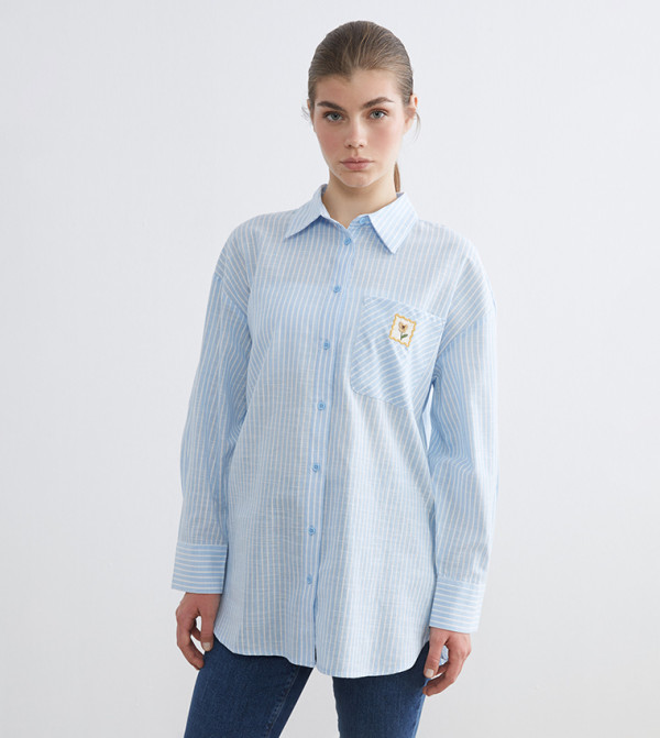 Striped Long Sleeves Shirt Tunic