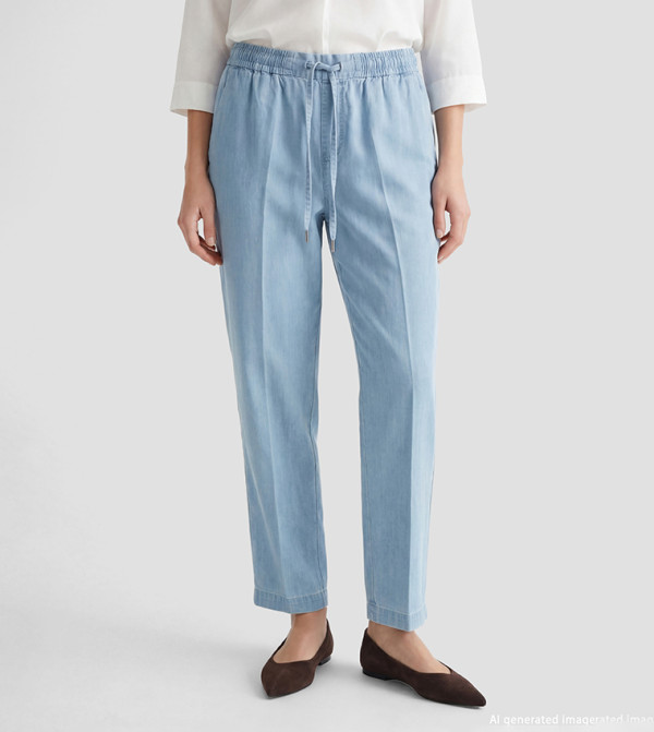 Drawstring Waist Carrot Fit Jeans