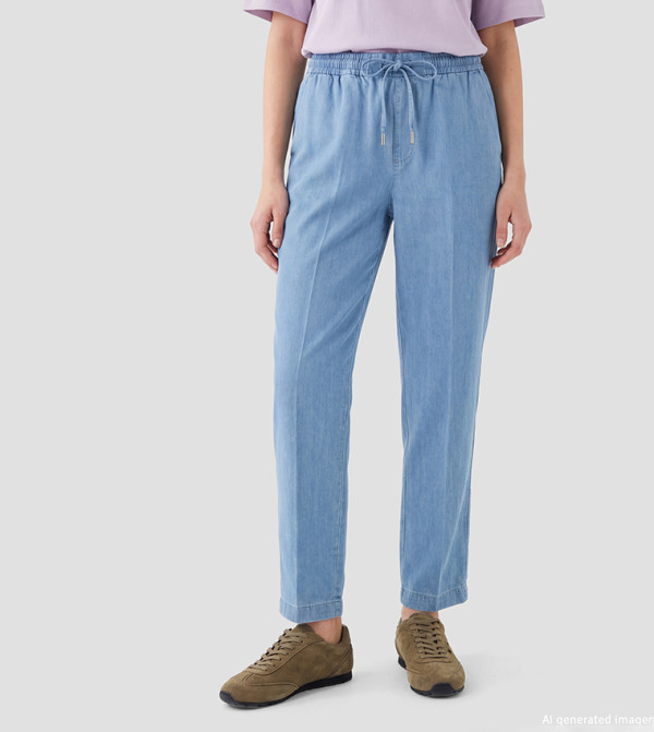 Drawstring Waist Carrot Fit Jeans