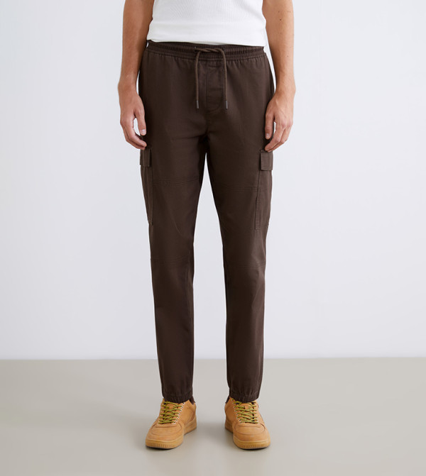 Mid Rise Cargo Twill Trousers