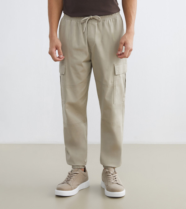 Mid Rise Cargo Twill Trousers