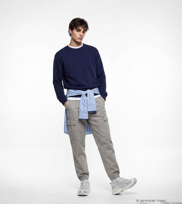 Solid Drawstring Waist Jogger Cargos