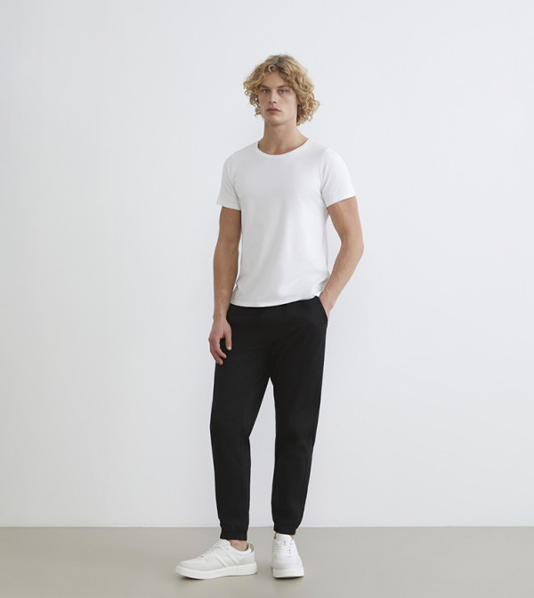 Solid Regular Fit Gabardine Joggers