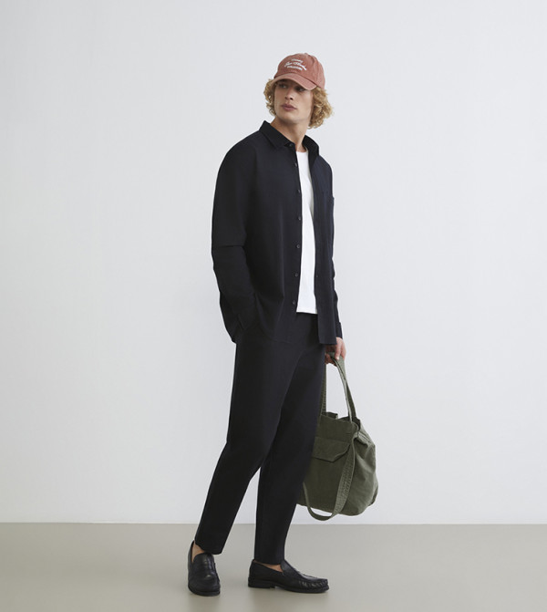 Relaxed Fit Linen-Look Trousers