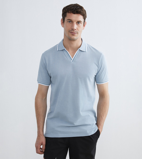Contrast Tipping Short Sleeves Polo T-Shirt