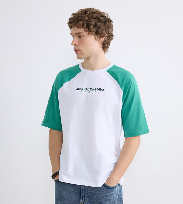 Color Block Raglan Sleeves T-Shirt