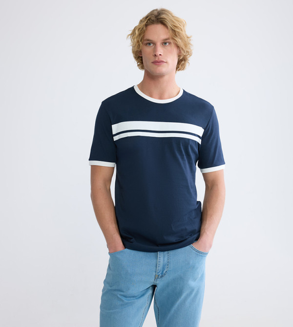 تيشيرت رجالي كاجوال مخطط كم قصير