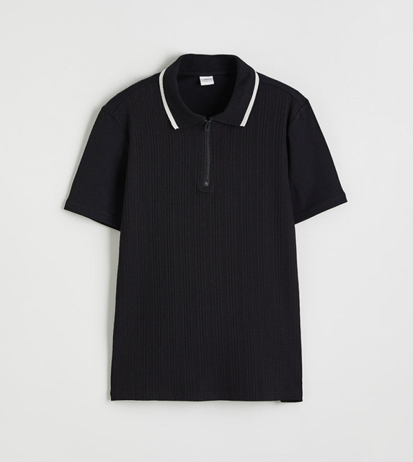 Contrast Tipping Short Sleeves Polo T-Shirt