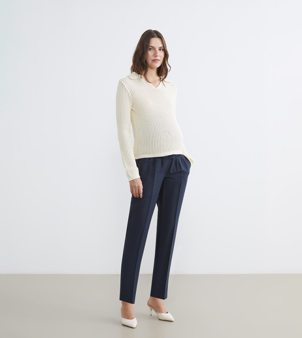 Elastic Waist Carrot Fit Trousers
